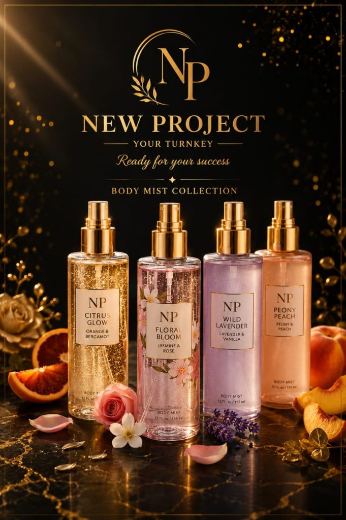 NEW PROJECT BODY MIST ✨ Parce que chaque femme mérite une fragrance qui lui ressemble… Découvrez nos Body Mist, des brumes parfumées pensées pour vous accompagner au quotidien avec une touche de fraîcheur, de douceur et d’élégance. Avec un large choix de fragrances disponibles selon vos préférences, vous êtes libre de choisir la senteur qui correspond à votre personnalité, votre style et votre humeur. 🌸 Votre style. Votre parfum. Votre choix. Choisissez votre fragrance préférée et laissez New Project devenir votre signature.